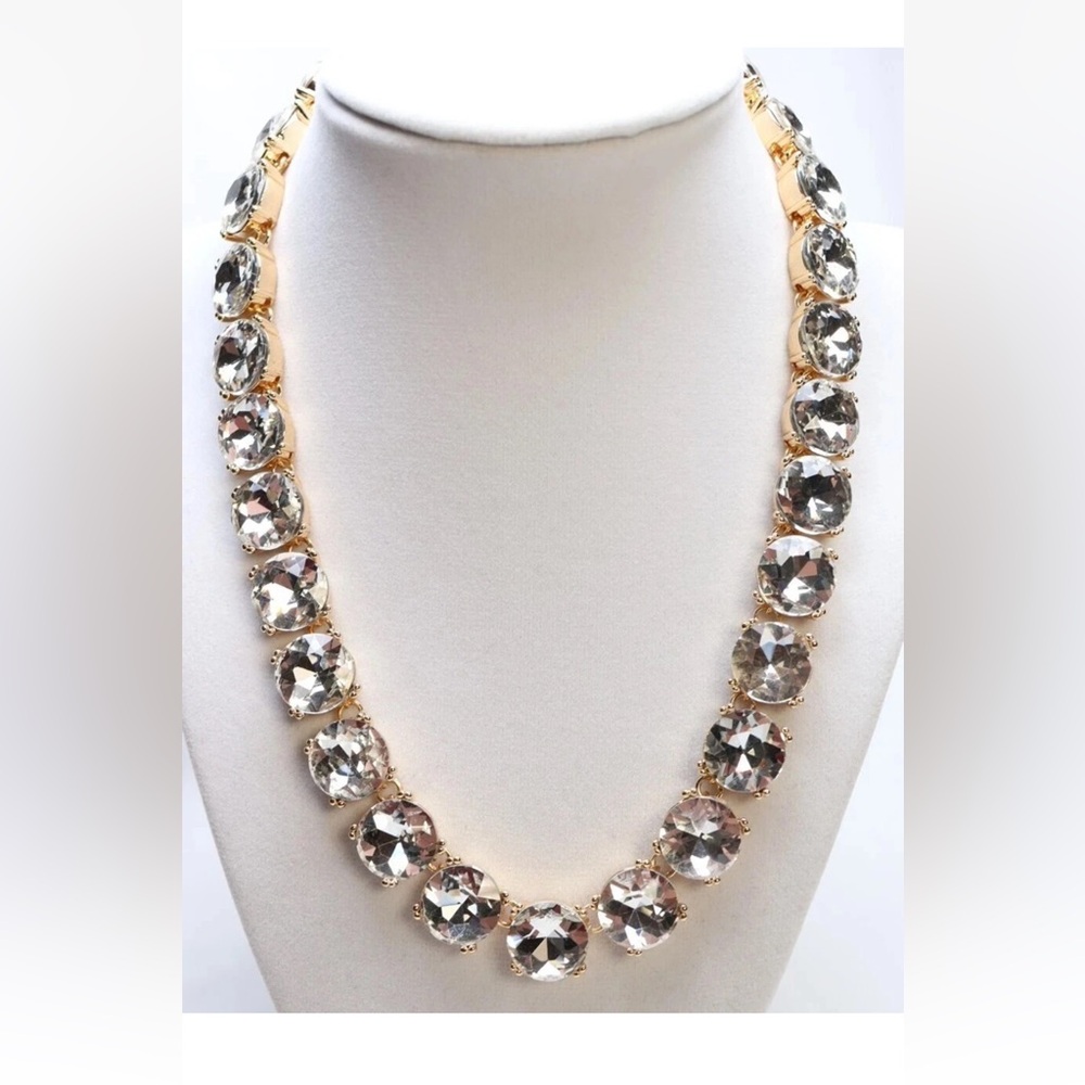 Gold and Silver Statement Necklace with Sparkling Crystals